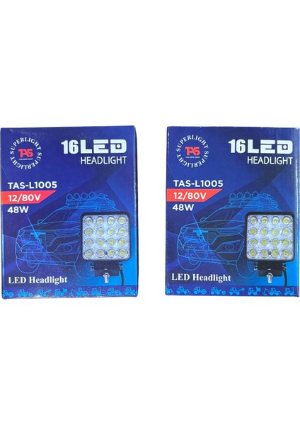 16 LED Çalışma Lambası Beyaz Off Road Kalın Kasa 35 mm 2 Adet Fiyatıdır