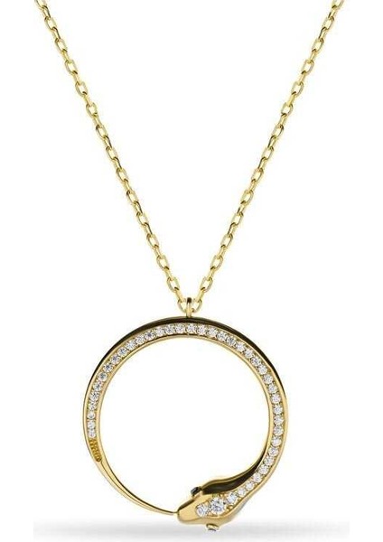 Snake Taşlı Altın Kolye