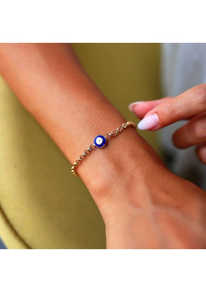 Lacivert Mineli Göz Bileklik