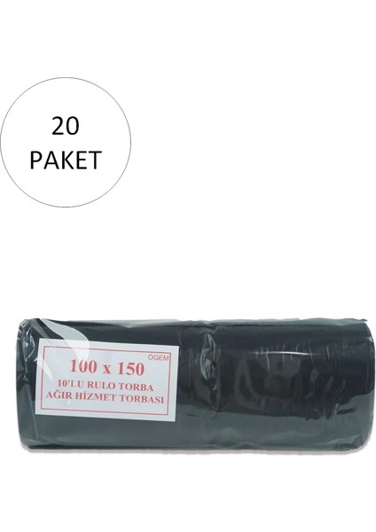 Hantal Boy Çöp Torbası 100 x 150 cm 10 Lu Rulo x 20 Paket = 200 Adet (Siyah)