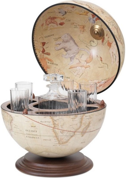 Zoffoli Giove Antik Beyaz Masaüstü Atlas Küre Bar Ahşap Dekoratif Mini Bar ve Içki Dolabı 40 cm fiyatları