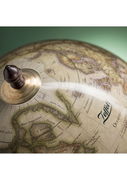 Zoffoli Giove Antik Beyaz Masaüstü Atlas Küre Bar Ahşap Dekoratif Mini Bar ve Içki Dolabı 40 cm