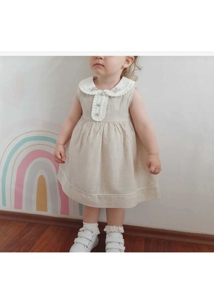 Kız Bebek Pamuklu Yaka Çiçek Detaylı Elbise fiyatları