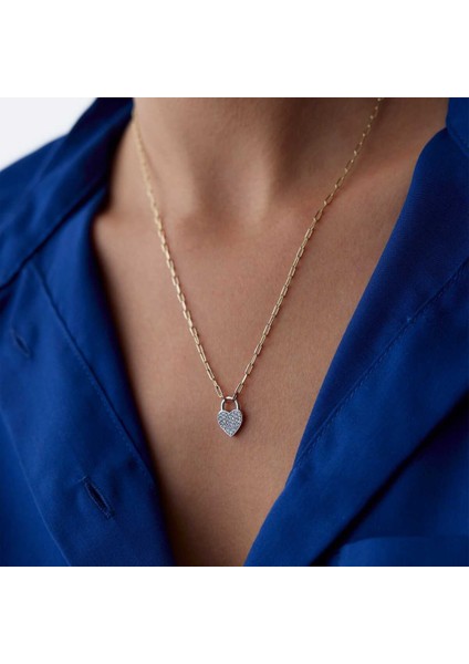 Ataç Zincir Kalp Kilit Kolye