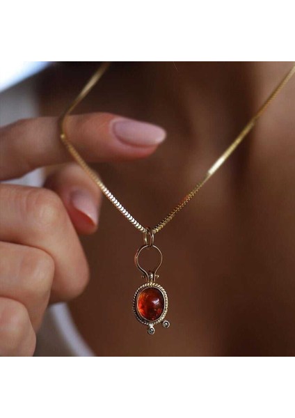 Kırmızı Taşlı Kolye