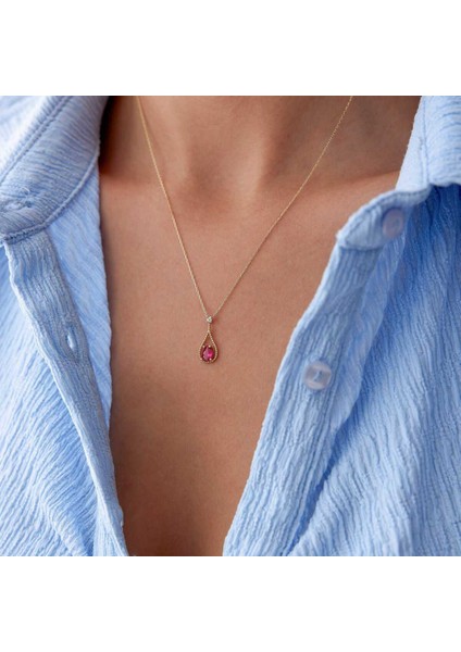 Kırmızı Damla Taşlı Kolye fiyatları