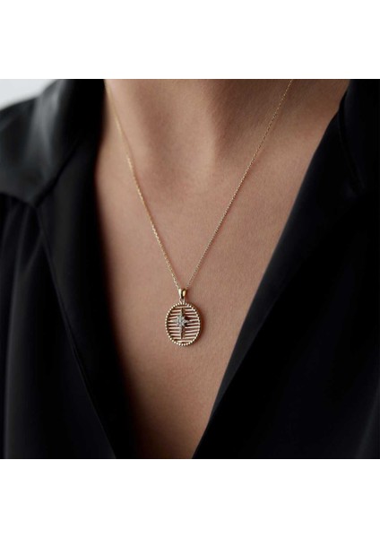 Yuvarlak Izgara Kutup Yıldızı Kolye