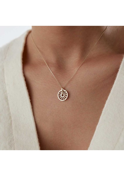 Halka Papatya Taşlı Kolye