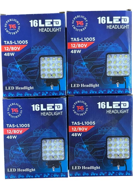 16 LED Çalışma Lambası Beyaz Off Road Kalın Kasa 35 mm 4 Adet Fiyatıdır