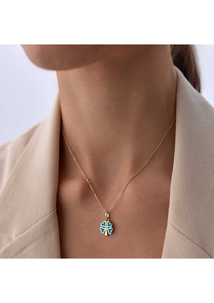 Fortuna Turkuaz Yonca Kolye