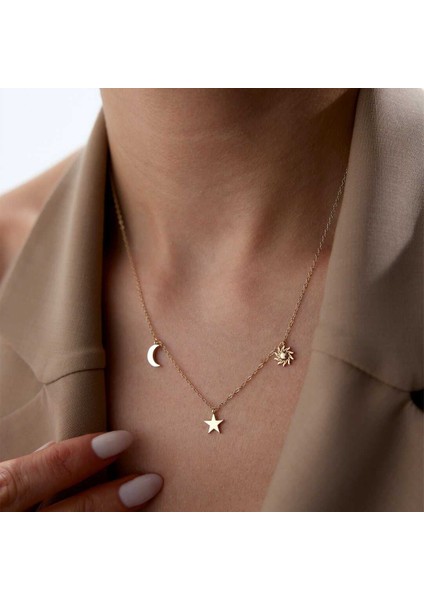 Ay Yıldız Güneş Charm Kolye modelleri