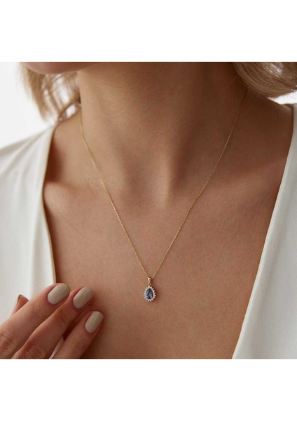 Gök Mavi Damla Kolye