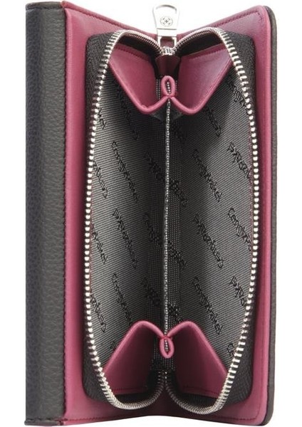 Orta Boy Mıknatıslı Kadın Cüzdan/portföy – 65296 - Siyah/mürdüm fiyatları