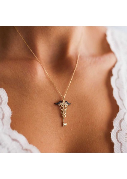 Melek Kanatlı Anahtar Kolye