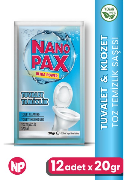 Tuvalet & Klozet Toz Temizlik Saşesi (12 Adet x 20GR)