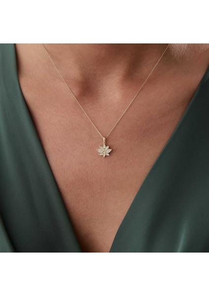 Taşlı Lotus Çiçeği Kolye