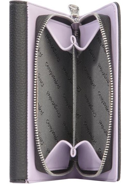 Orta Boy Mıknatıslı Kadın Cüzdan/portföy – 65296 - Siyah/lila fiyatları