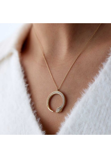 Kalemli Taşlı Yılan Kolye