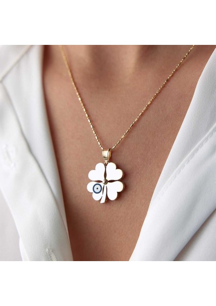 Göz Mineli Yonca Kolye