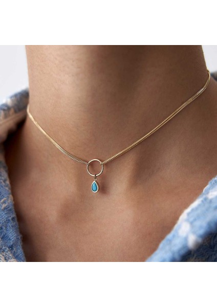Turkuaz Taşlı Choker Kolye fiyatları