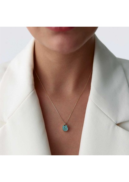 Dikey Elips Doğal Firuze Kolye