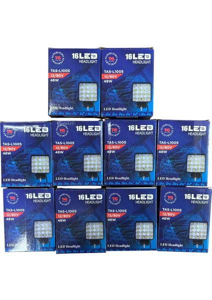 16 LED Çalışma Lambası Beyaz Off Road Kalın Kasa 35 mm 10 Adet Fiyatıdır