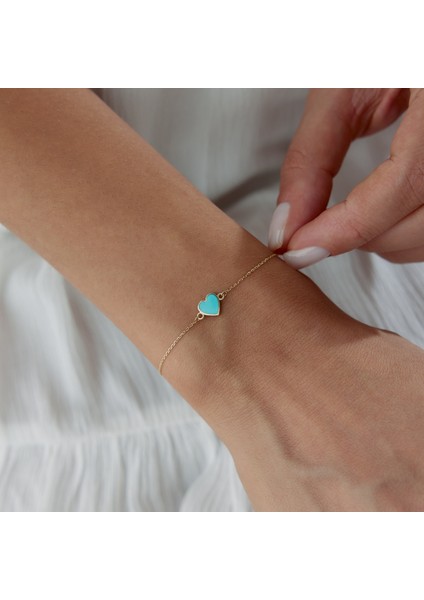 Mavi Mineli Kalp Bileklik