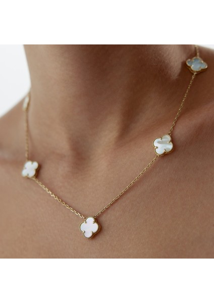 Sedefli Beşli Yonca Cleef Kolye modelleri