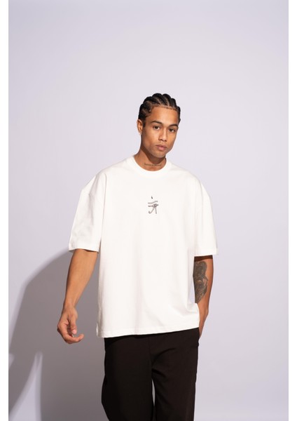Erkek Oversize T-Shirt Ra Beyaz