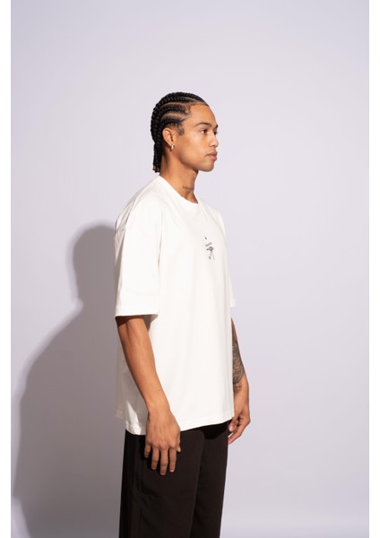 Erkek Oversize T-Shirt Ra Beyaz modelleri