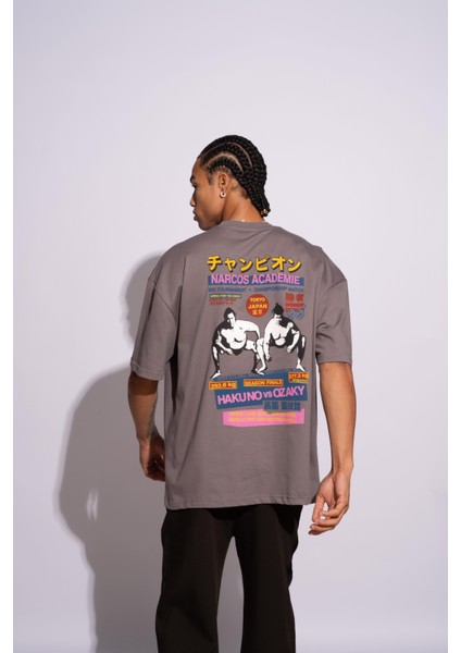 Erkek Oversize T-Shirt Academie Gri