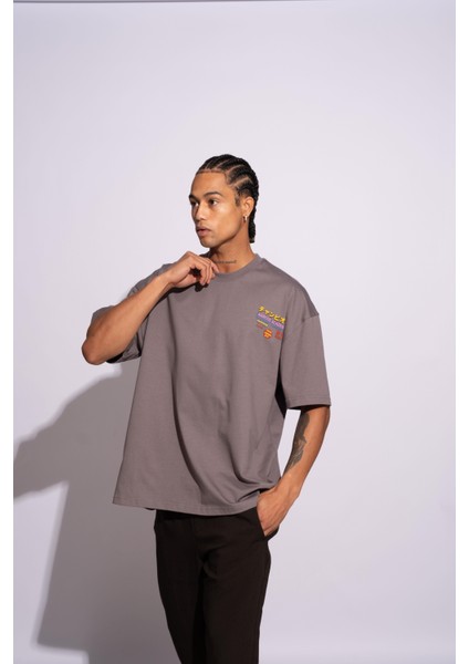 Erkek Oversize T-Shirt Academie Gri fırsatları
