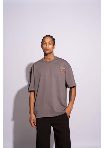 Erkek Oversize T-Shirt Academie Gri indirimleri