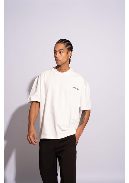 Erkek Oversize T-Shirt Arabic Beyaz indirimleri