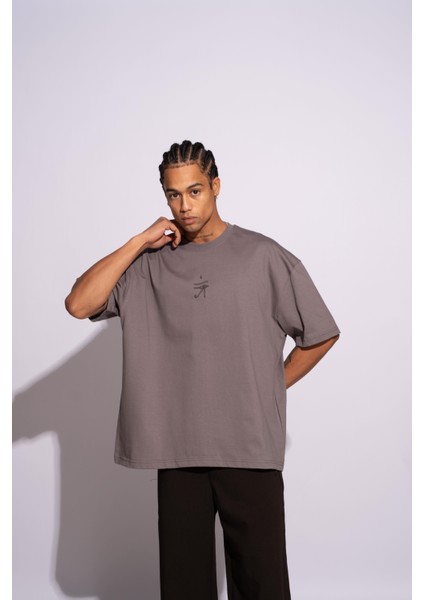 Erkek Oversize T-Shirt Ra Gri