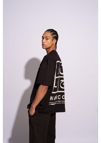 Erkek Oversize T-Shirt Arabic Siyah fırsatları