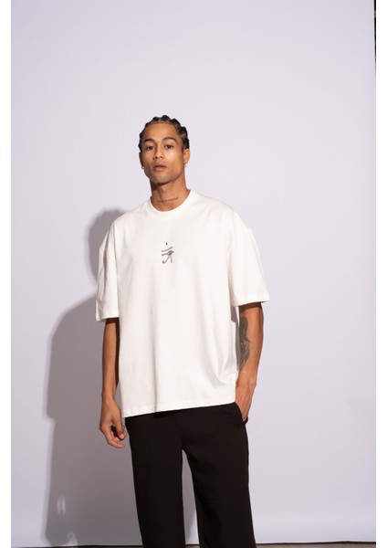 Erkek Oversize T-Shirt Ra Beyaz fırsatları