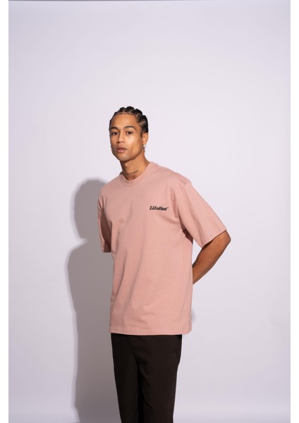 Erkek Oversize T-Shirt Life Fast Pembe modelleri