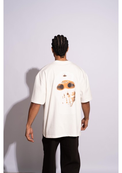 Erkek Oversize T-Shirt Ninja Beyaz
