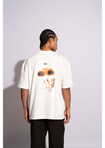 Erkek Oversize T-Shirt Ninja Beyaz fırsatları