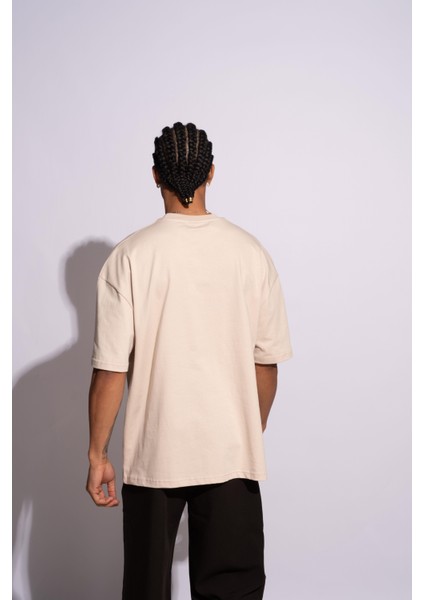 Erkek Oversize T-Shirt Mantar Bej fırsatları