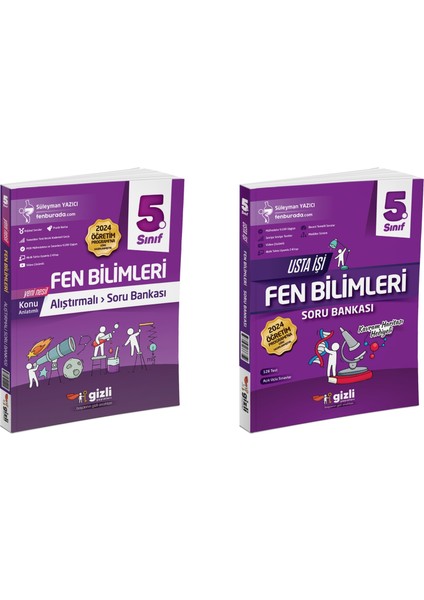 Gizli 2025 5. Sınıf Fen Bilimleri Alıştırmalı + Usta Işi Soru Bankası Seti 2 Kitap Güncel Müfredat