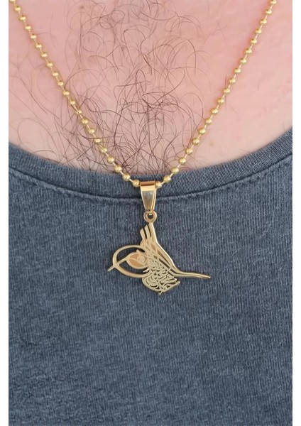 Gold Renk Metal Osmanlı Tuğra Figürlü Erkek Kolye fiyatları