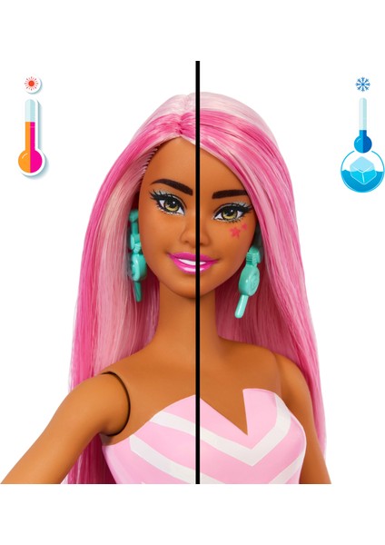 ® Barbie Pop Reveal™ Bebek Barbie Pop Reveal Atıştırmalık Serisi Bebek ve Aksesuar Seti, Lolipop Düşkünü Şeker Kız ve Evcil Hayvanı JFY62 fiyatları