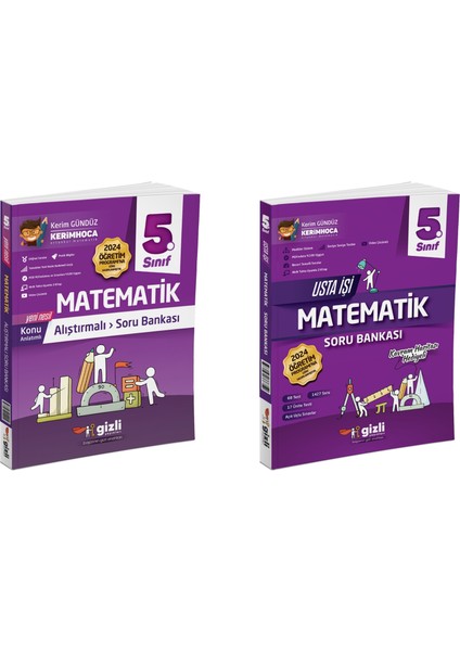 Gizli 2025 5. Sınıf Matematik Alıştırmalı + Usta Işi Soru Bankası Seti 2 Kitap Güncel Müfredat
