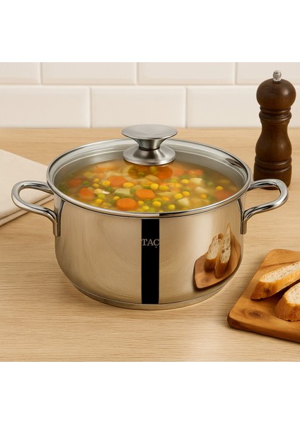 Bengü Pro 24 cm Derin Tencere – 5,2 Litre, 18/10 304 Paslanmaz Çelik, Parlak , Geniş Hacimli