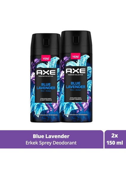 Premium Collection Erkek Sprey Deodorant Blue Lavender 72 Saat Ferahlık 150 ml X2