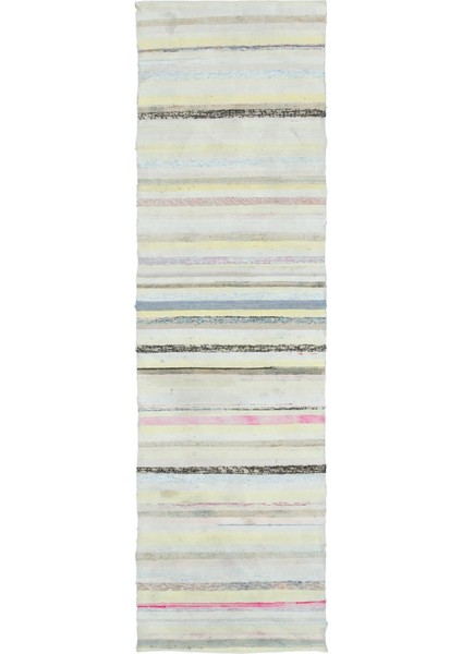 Teselya Bej Çizgili Yün Modern Desenli Yün Hav Toz Vermez Leke Tutmayan Salon Yolluk Mutfak El Dokuma Halı