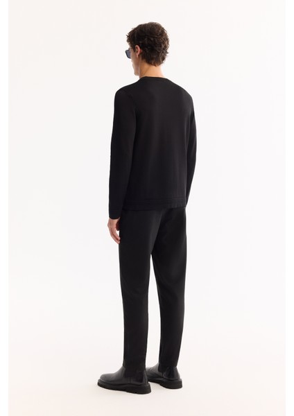 Erkek Siyah Bisiklet Yaka Rayon Karışımlı Tüylenmeyen Triko Regular Fit Kazak A52Y5001 fırsatları