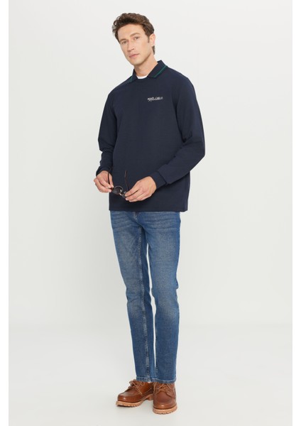 Pamuklu Standart Fit Normal Kesim Polo Yaka Sweatshirt fiyatları